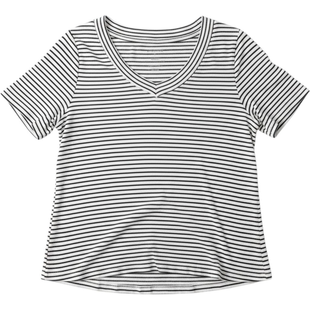Talbots Striped V-Neck Tee Womens 2X Black White Excellent Ribbed Knit Top